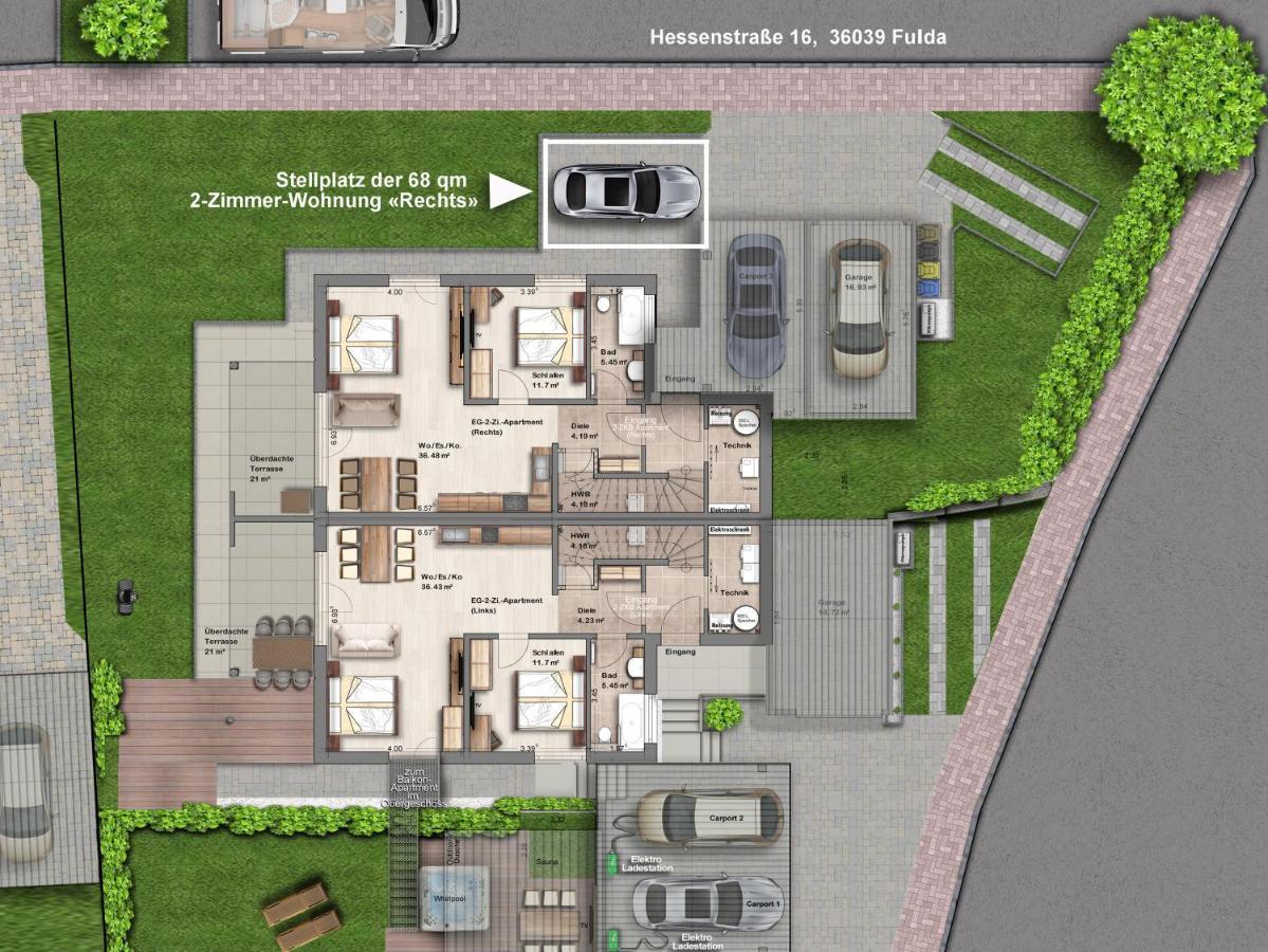 -Neubau- 68 Qm 2-Zimmer-Wohnung 풀다 외부 사진